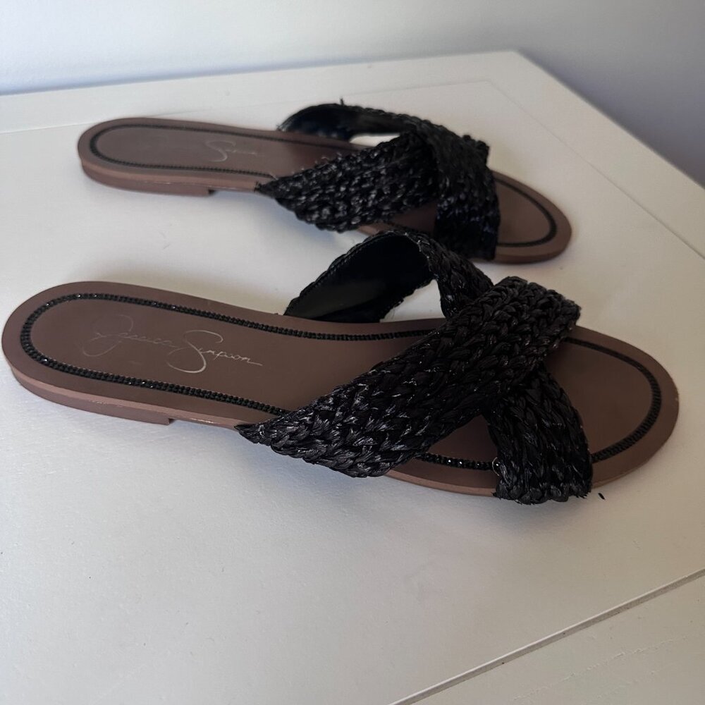 Jessica Simpson Elaney Sandal Black Raffia - Picture 4 of 5